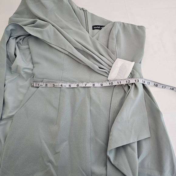 Lavish Alice One-Shoulder Cape Jumpsuit w/ Belt Modern Formal Evening Wear W6 - Picture 9 of 15